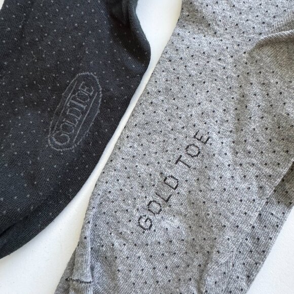 Gold Toe Men’s Dress Socks Lot | Black & Gray Polka Dot Pattern | Size M L - Picture 2 of 3